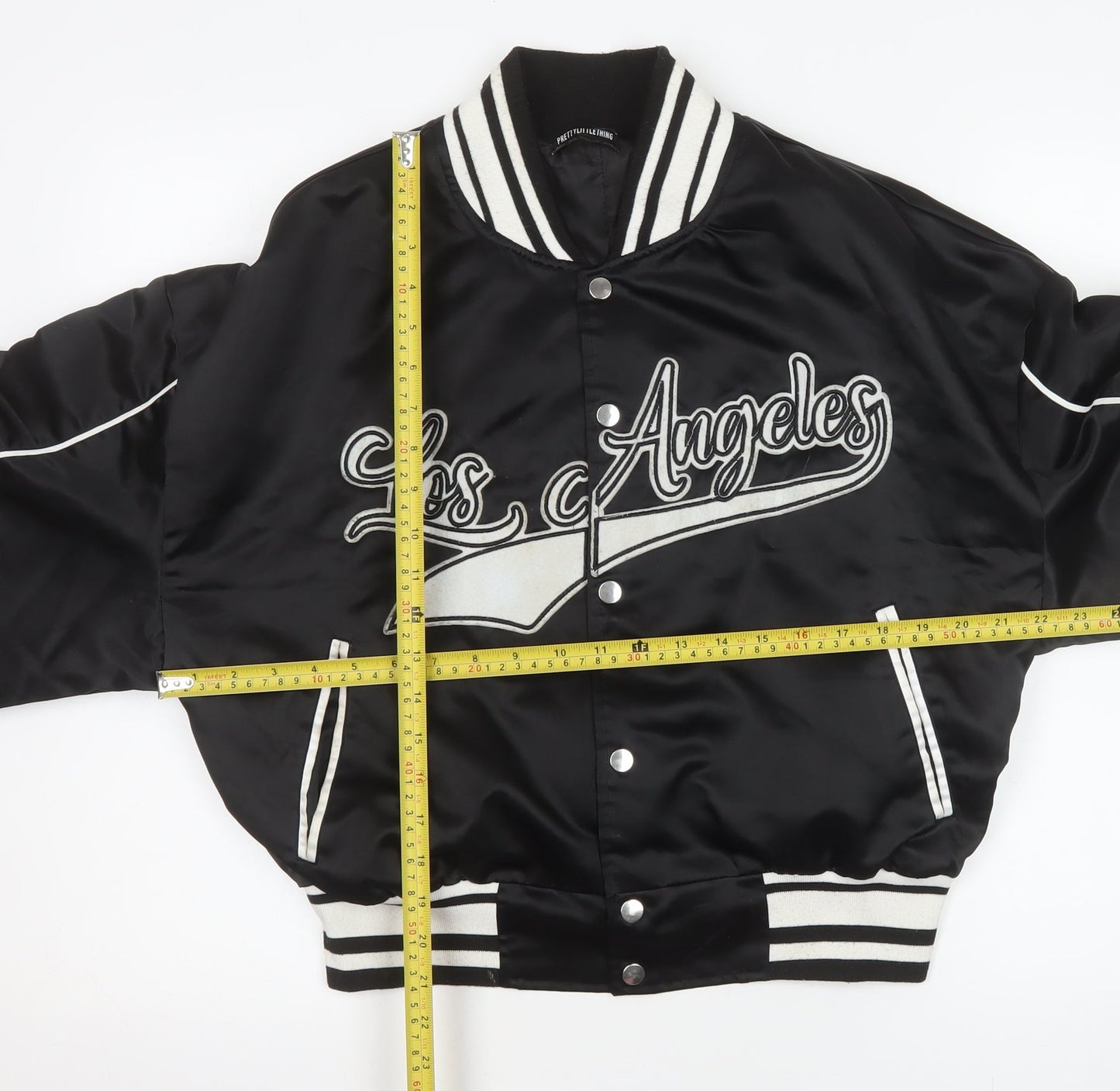 Womens UK Size XS PRETTYLITTLETHING Black Varsity Jacket