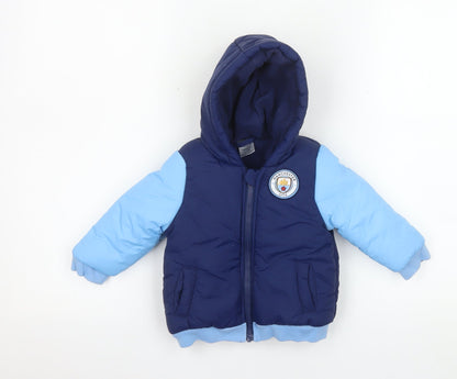 Manchester City Unisex Baby Blue Puffer Jacket 6-9 Months Nylon Winter Coat