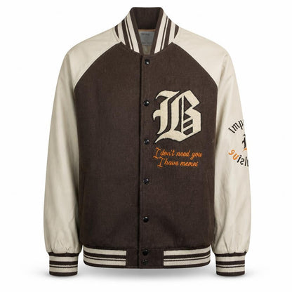 Womens UK Size 12 Bershka Brown Varsity Jacket