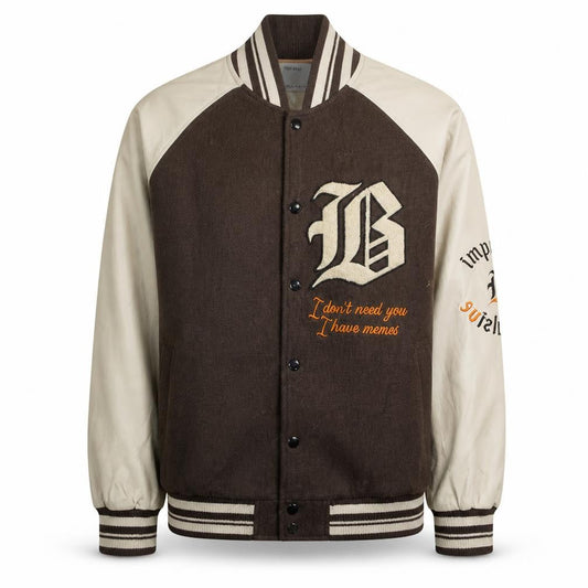 Womens UK Size 12 Bershka Brown Varsity Jacket
