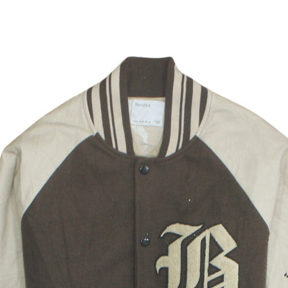 Womens UK Size 12 Bershka Brown Varsity Jacket