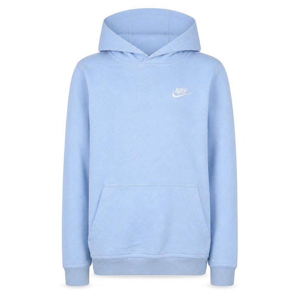 Front view of Nike boys’ blue pullover hoodie l 147-158cm fleece sweatshirt