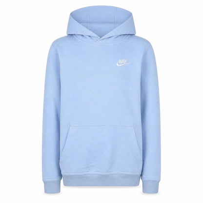 Front view of Nike boys’ blue pullover hoodie l 147-158cm fleece sweatshirt