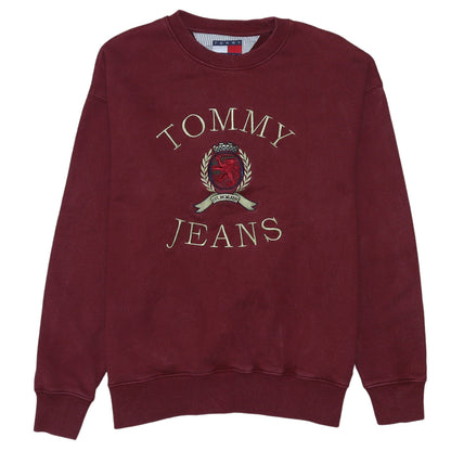 Mens UK Size M Tommy Jeans Red Pullover Sweatshirt