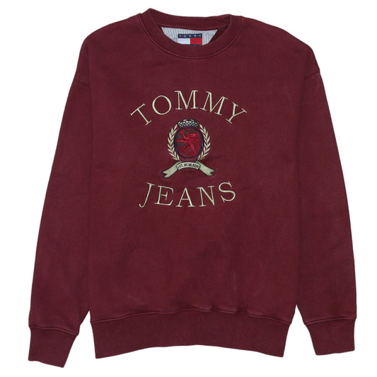 Mens UK Size M Tommy Jeans Red Pullover Sweatshirt