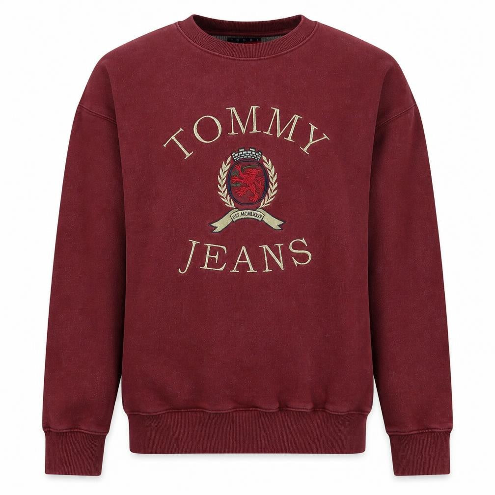 Mens UK Size M Tommy Jeans Red Pullover Sweatshirt