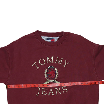 Mens UK Size M Tommy Jeans Red Pullover Sweatshirt