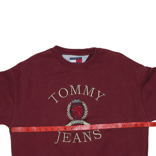 Mens UK Size M Tommy Jeans Red Pullover Sweatshirt