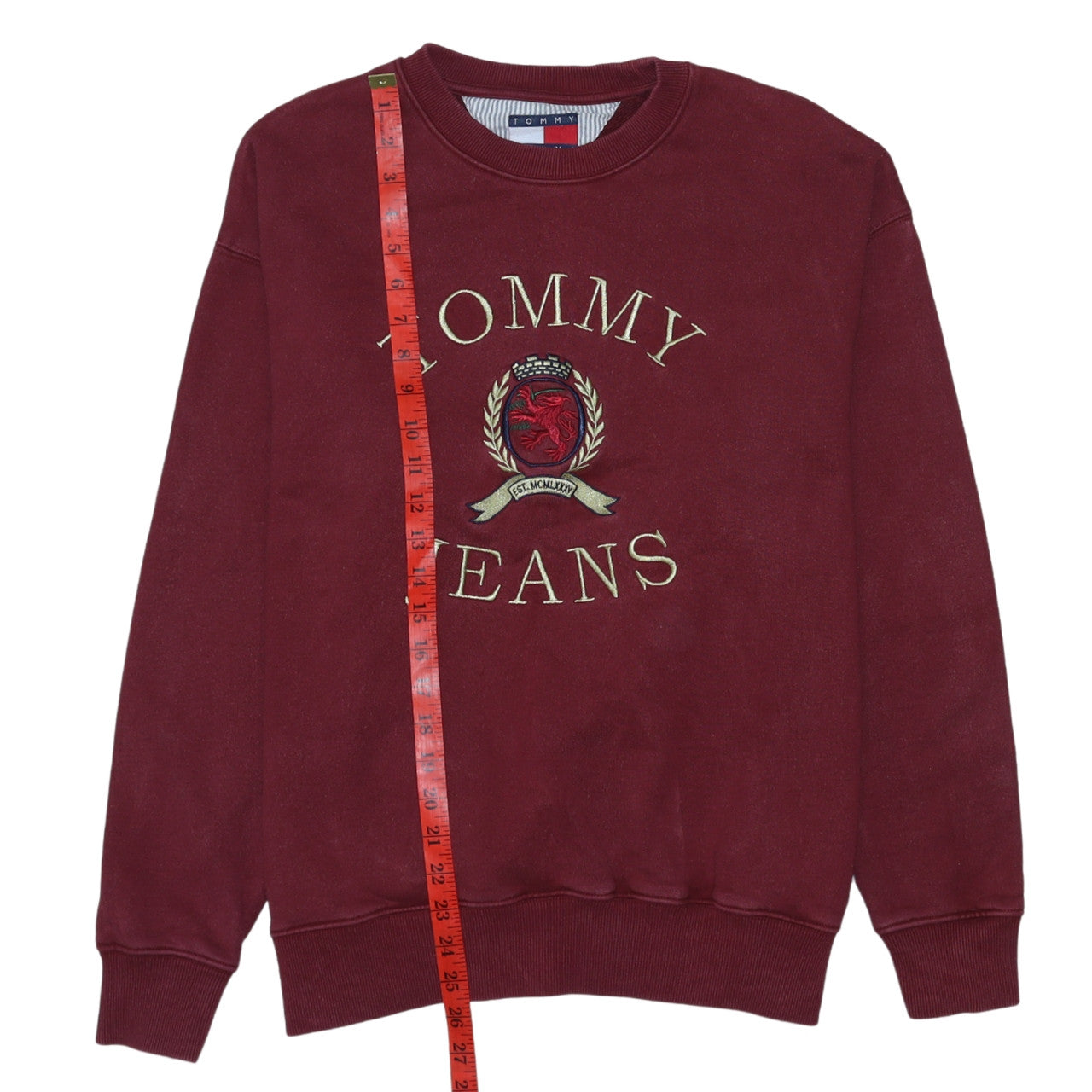 Mens UK Size M Tommy Jeans Red Pullover Sweatshirt