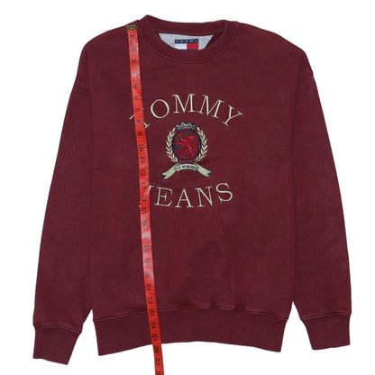 Mens UK Size M Tommy Jeans Red Pullover Sweatshirt