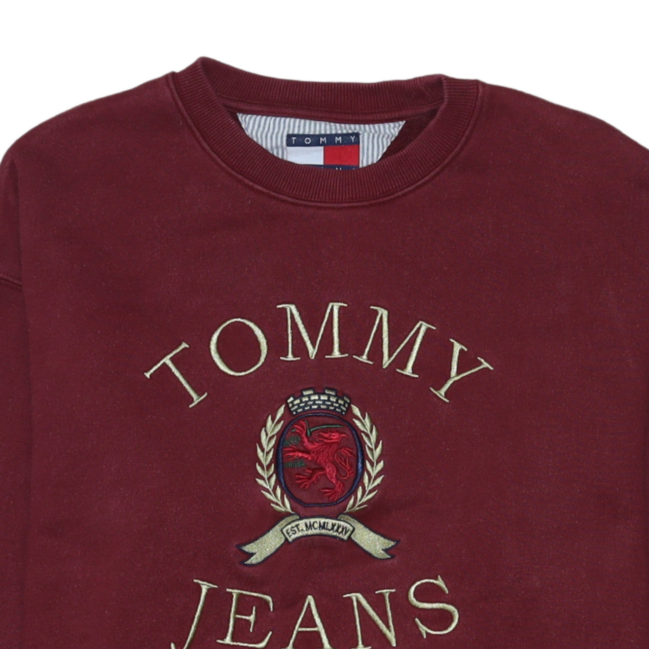Mens UK Size M Tommy Jeans Red Pullover Sweatshirt