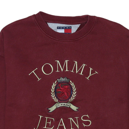 Mens UK Size M Tommy Jeans Red Pullover Sweatshirt