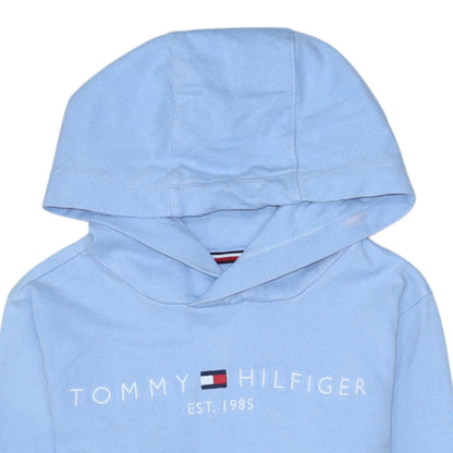 Tommy Hilfiger Boys Blue Pullover Hoodie Size 152 Cotton Logo Sweatshirt