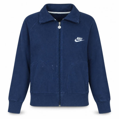 Nike Women's Blue Track Jacket M Full Zip Cotton Blend