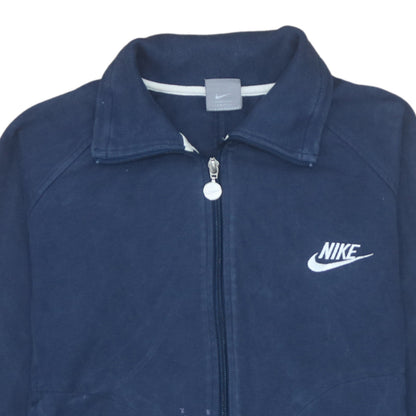 Nike Women's Blue Track Jacket M Full Zip Cotton Blend