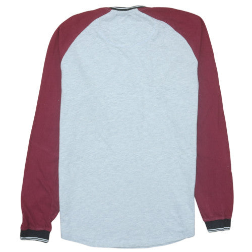 Diesel Mens Grey & Burgundy Long Sleeve Raglan Crew Neck T-Shirt Size L