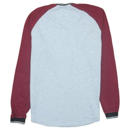 Diesel Mens Grey & Burgundy Long Sleeve Raglan Crew Neck T-Shirt Size L