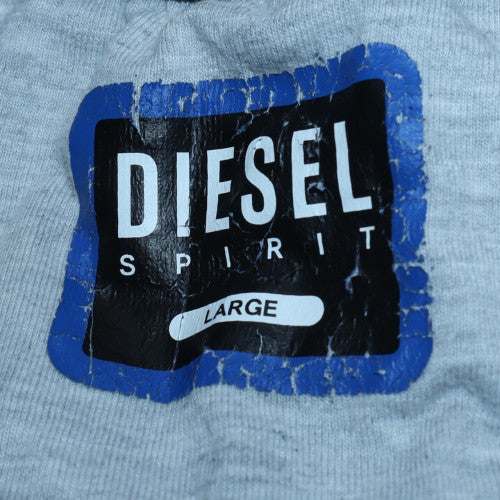 Diesel Mens Grey & Burgundy Long Sleeve Raglan Crew Neck T-Shirt Size L