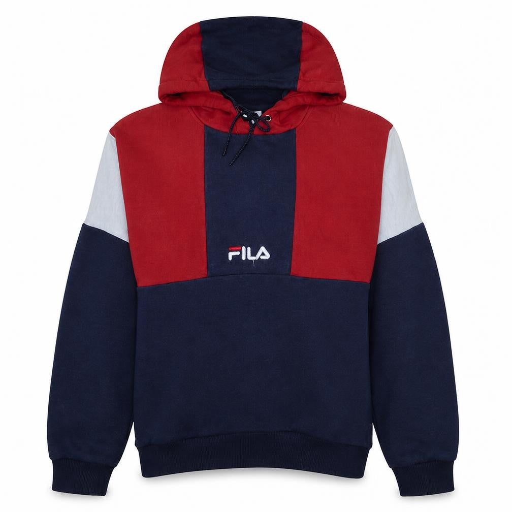 Fila Women’s Navy Red Colourblock Pullover Hoodie M