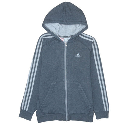 Adidas Boys Grey Full Zip Hoodie 152cm Fleece Sports Sweatshirt