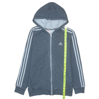 Adidas Boys Grey Full Zip Hoodie 152cm Fleece Sports Sweatshirt