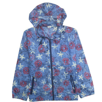 Decathlon Unisex Kids Blue Nautical Print Hooded Lightweight Rain Coat L