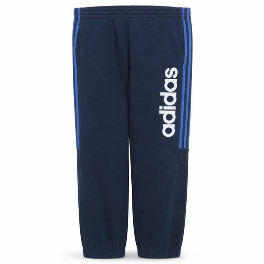 Front view of Adidas boys’ blue jogger activewear trousers 12-13 years fleece elastic waist