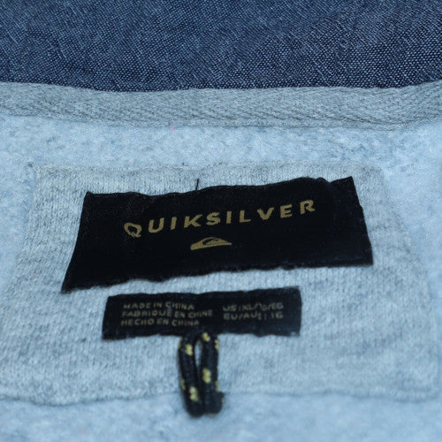 Mens UK Size L Quiksilver Blue Full Zip Hoodie