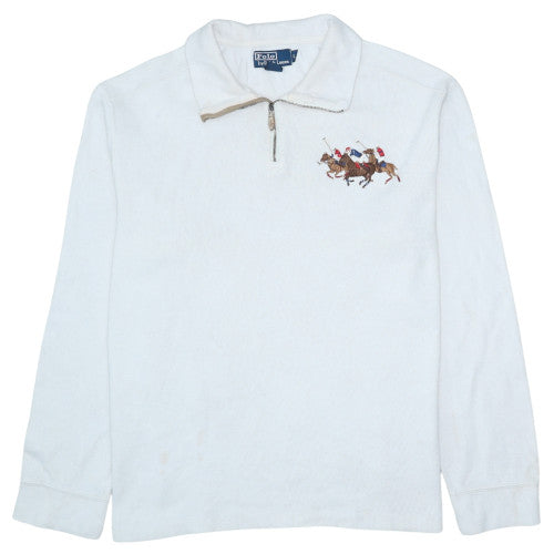 Mens UK Size L Polo Ralph Lauren White 1/4 Zip Sweatshirt