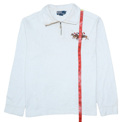 Mens UK Size L Polo Ralph Lauren White 1/4 Zip Sweatshirt