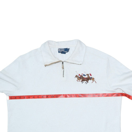 Mens UK Size L Polo Ralph Lauren White 1/4 Zip Sweatshirt