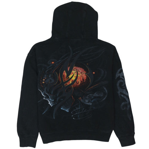 Mens UK Size L Spiral Black Pullover Hoodie