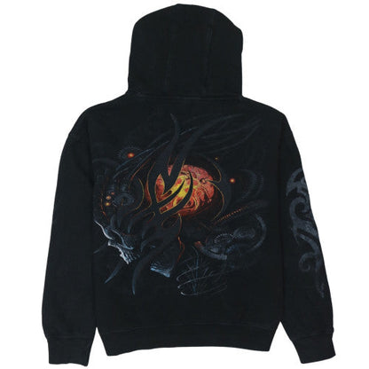Mens UK Size L Spiral Black Pullover Hoodie