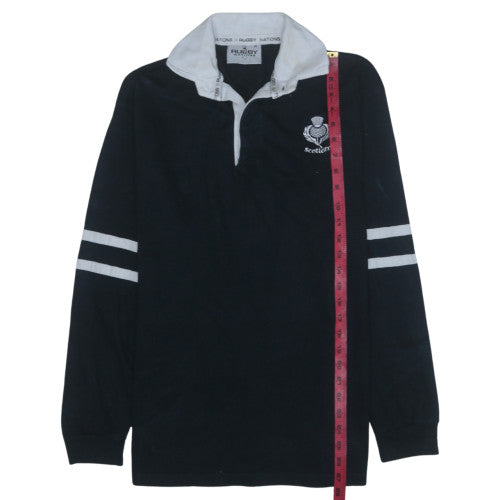 Mens UK Size XL Rugby Nations Black Henley Sweatshirt