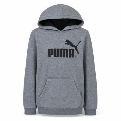 Front view of Puma boys’ grey pullover hoodie, size 14, years cotton blend fleece sweatshirt