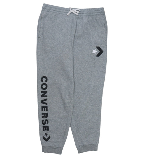Converse Mens Grey Jogger Sweatpants L Regular Fit Fleece Activewear