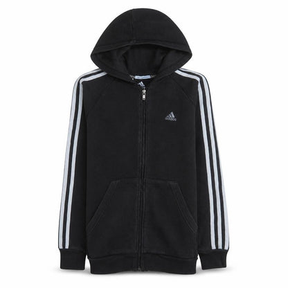 Front view of Adidas boys’ black full zip fleece hoodie 13-14 years sportswear