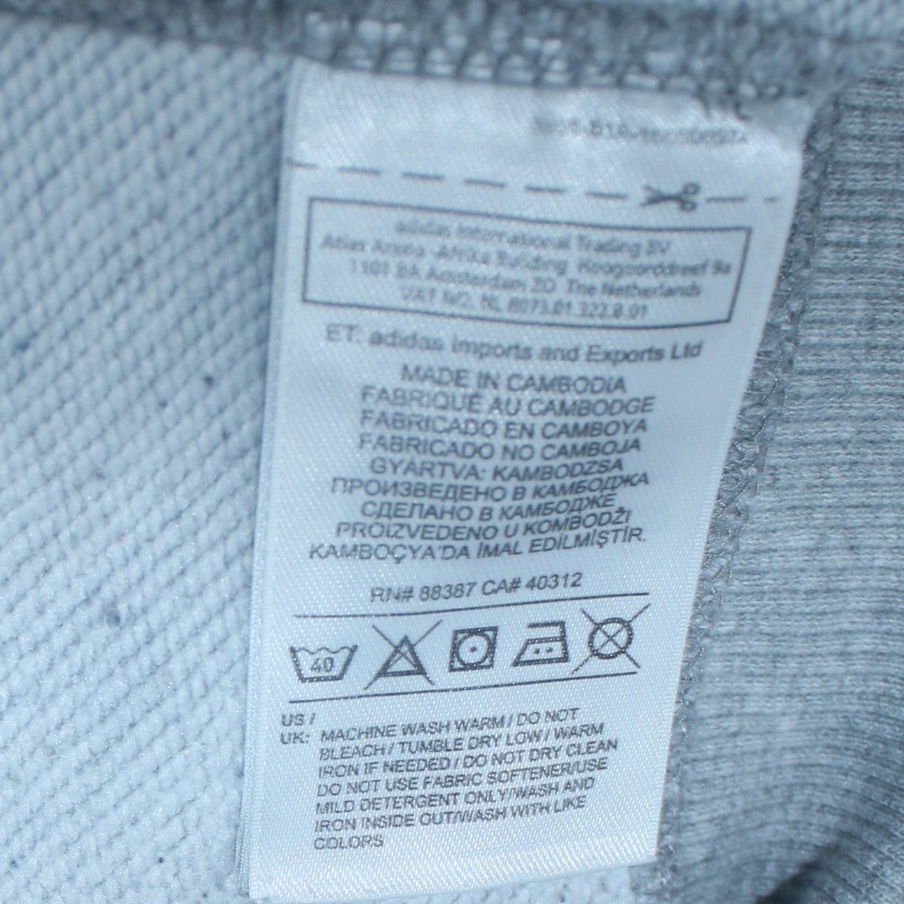 Mens UK Size M adidas Grey Pullover Hoodie