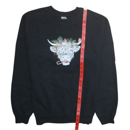Womens UK Size M Gildan Black Pullover Sweatshirt