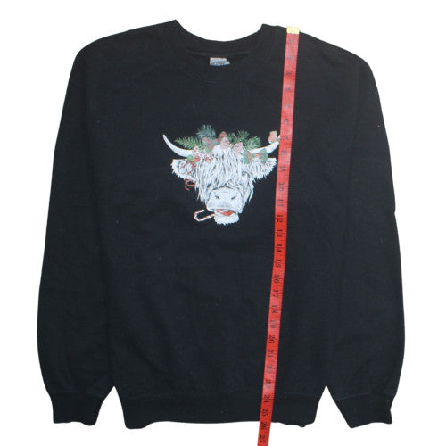 Womens UK Size M Gildan Black Pullover Sweatshirt