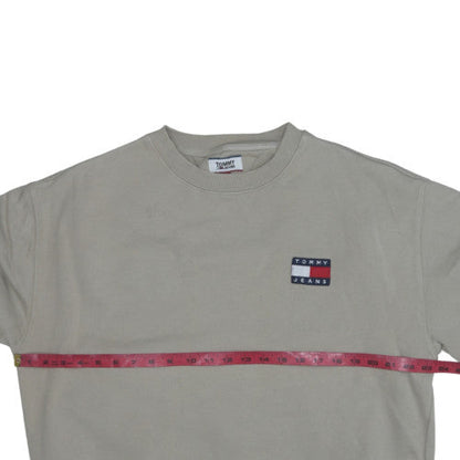 Mens UK Size L Tommy Jeans Beige Pullover Sweatshirt