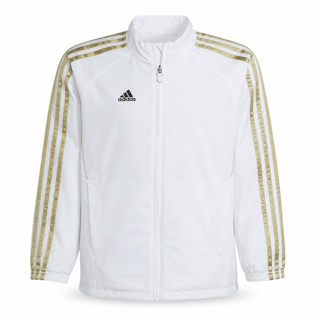 Front view of Adidas Teens White Full Zip Sports Sweatshirt Size 12A