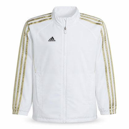 Front view of Adidas Teens White Full Zip Sports Sweatshirt Size 12A