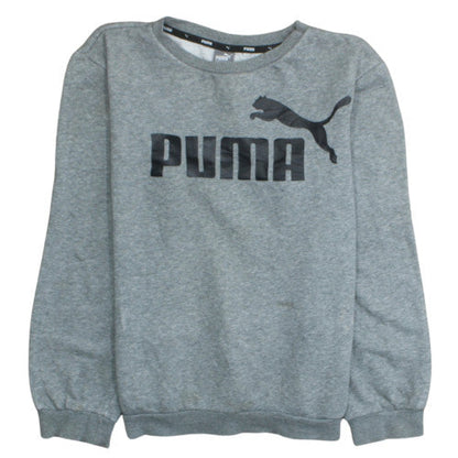 Puma Boys Grey Pullover Sweatshirt 15-16 Years Crew Neck Fleece Logo Top