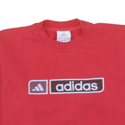 adidas Boys Red Pullover Sweatshirt 11-12 Years Logo Fleece Crew Neck
