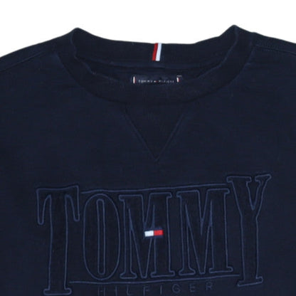 Tommy Hilfiger Boys Blue Crew Neck Pullover Logo Sweatshirt Size 164
