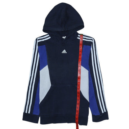 Adidas Boys Blue & Navy Hoodie 164 Full Sleeve Pullover Fleece Sweatshirt
