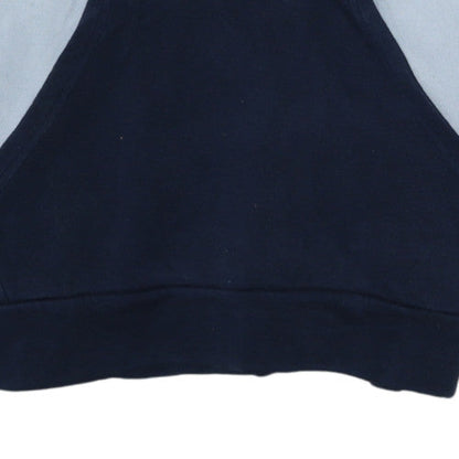 Adidas Boys Blue & Navy Hoodie 164 Full Sleeve Pullover Fleece Sweatshirt