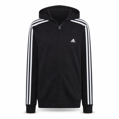 Front view of Adidas women’s black full zip hoodie, size UK 12-14, m sportswear