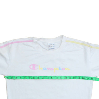 Champion Girls White Pastel Logo Crew Neck Sweatshirt 15-16 Years